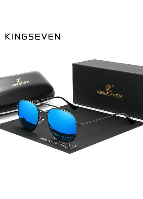 Мужские поляризационные солнцезащитные очки N7748 Black Blue KINGSEVEN (303401488)
