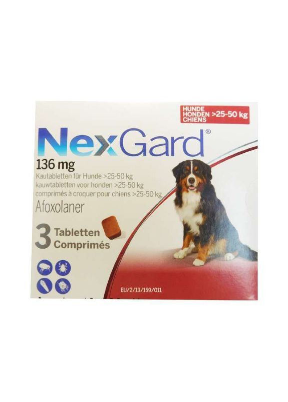 Жевательные таблетки Nexgard (Нексгард) от блох и клещей для собак весом 25-50 кг (ХL), (1 таблетка) Boehringer Ingelheim (282927780)