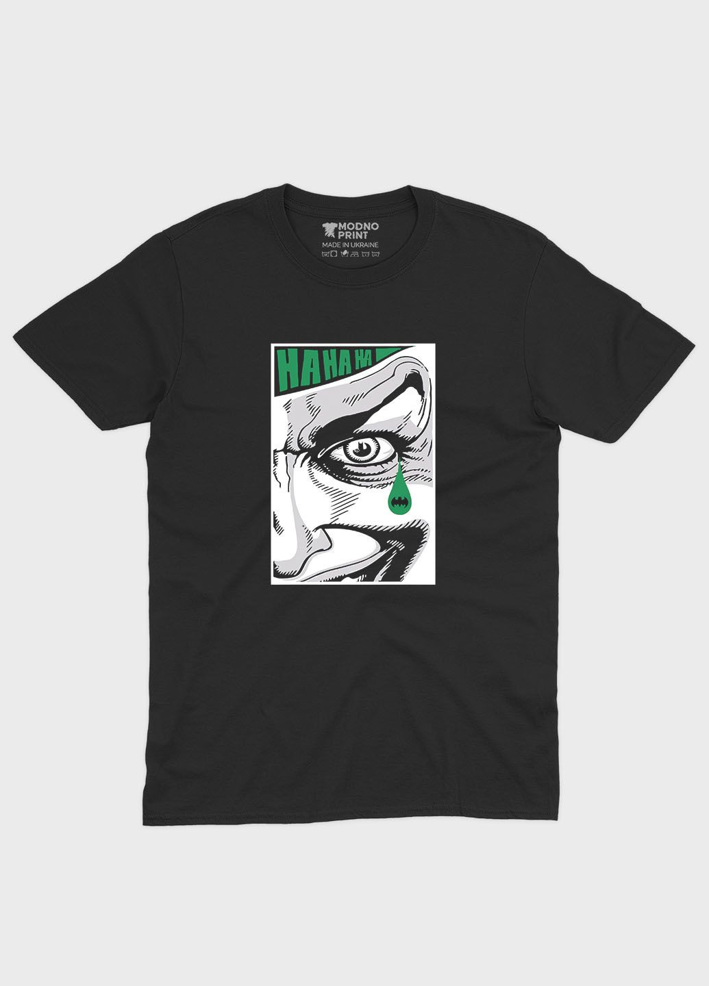 Чорна чоловіча футболка з принтом суперзлодія - джокер (ts001-1-bl-006-005-005) Modno