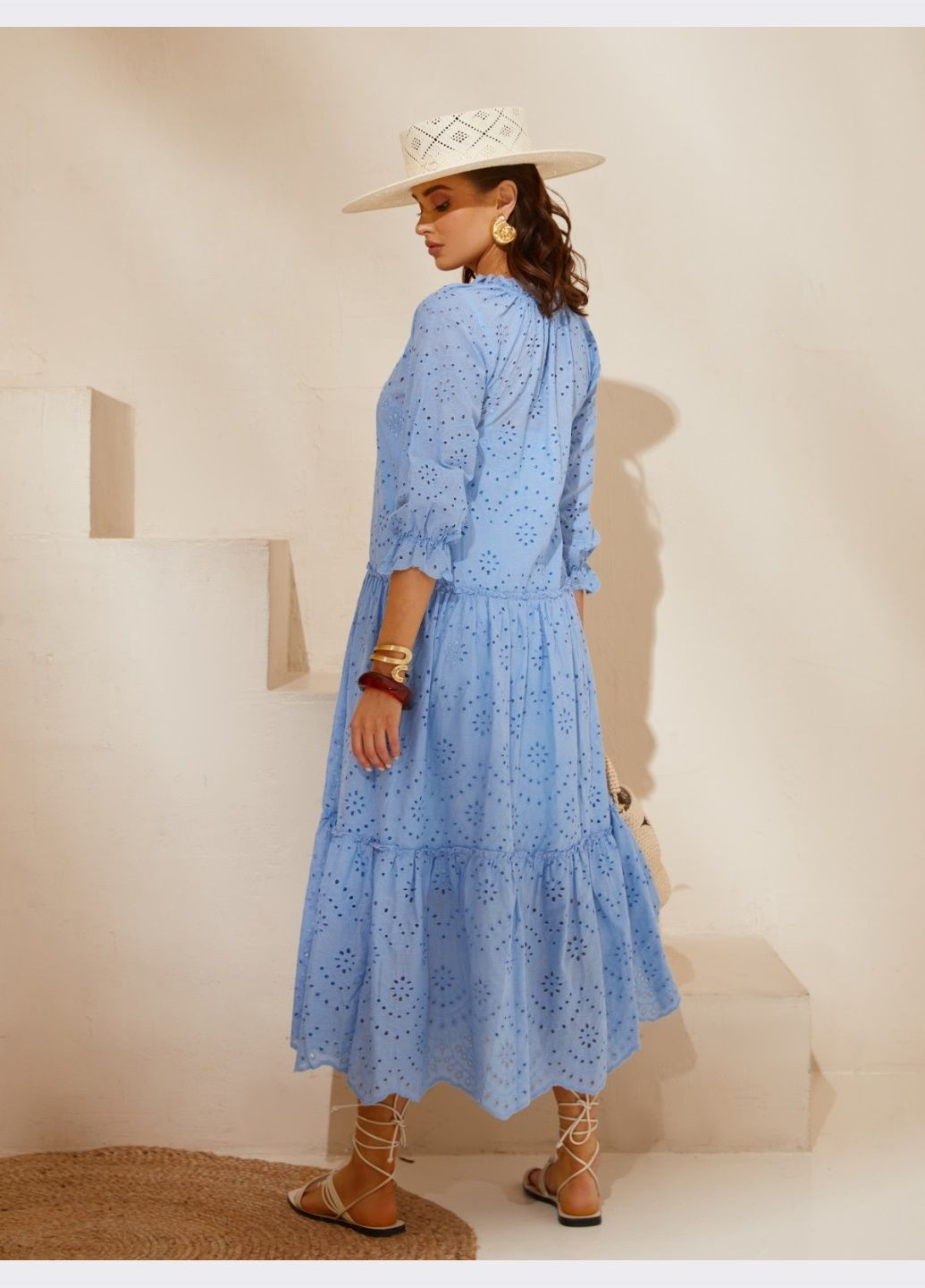 Блакитна блакитна сукня а-силуету з прошви Dressa