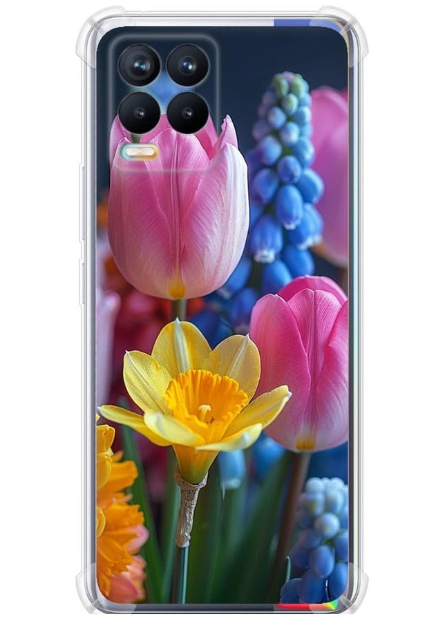 Силикон с усиленными углами чехол 'Весенние цветы' для Endorphone Realme 8 (285782788)