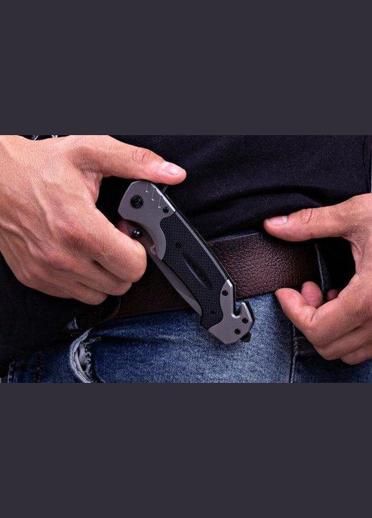 Ніж складаний тактичний зі склобоєм та стропорізом GW 6760CFT No Brand (370770697)