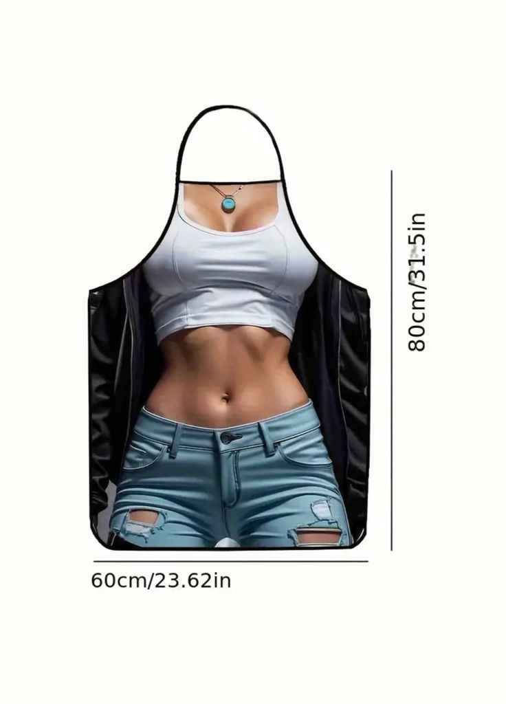 з приколом дівчина в джинсах 80 на 60 см різнобарвний Jannet Фартух (329194171)