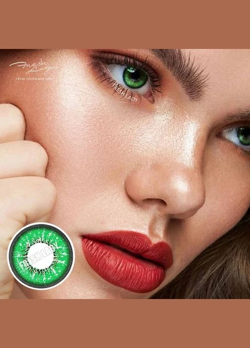 Лінзи кольорові для очей натуральні зелені Green New. Підходять для світлих очей FreshLady (339871902)