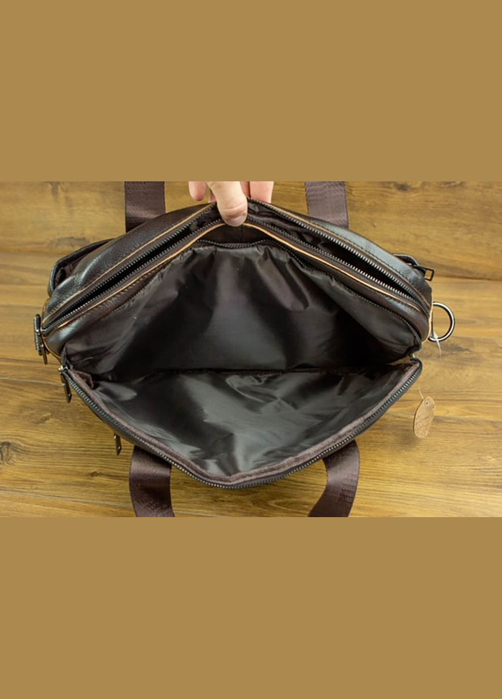 Мужская кожаная сумка NEWR1909DBROWN-111 коричневая No Brand (370848396)