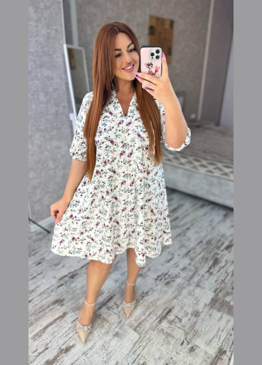 Белое повседневный платье No Brand с цветочным принтом