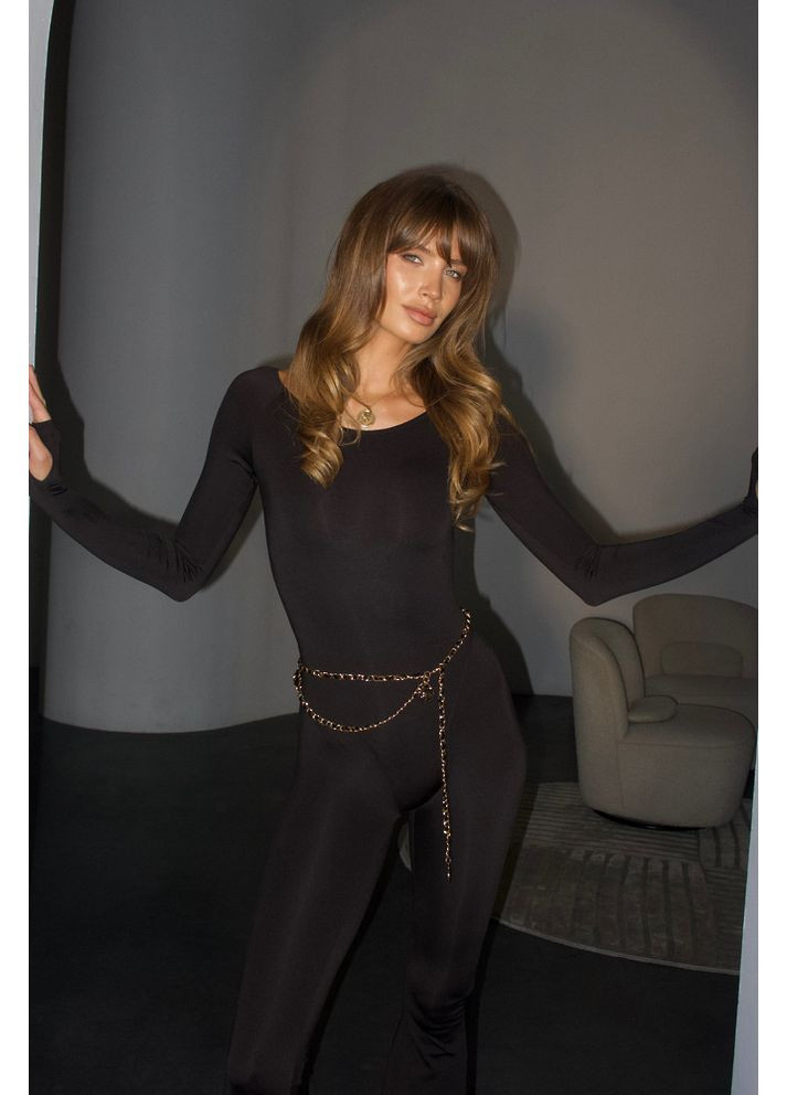 Жіночий облягаючий комбінезон KLOSH (mil636) milirud чорний повсякденний