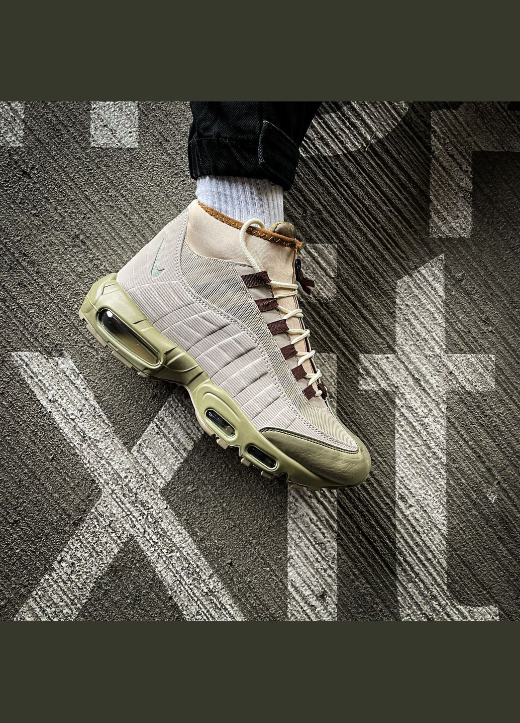 Бежеві Зимовий кросівки зимові чоловічі nike 95 sneakerboot winter beige termo | найк 95 снікербут бежеві термо No Brand