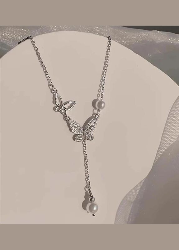 Ніжна підвіска з метеликами, кулон, кольє, ланцюжок з метеликом, підвіска з перлинками, підвіска з перлинами Fashion Jewelry (337718623)