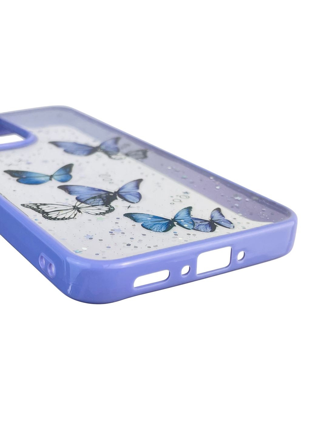 Чохол для Galaxy A56 (SM-A566B) з блискітками з метеликами на самсунг а56 бузковий Samsung (366387411)