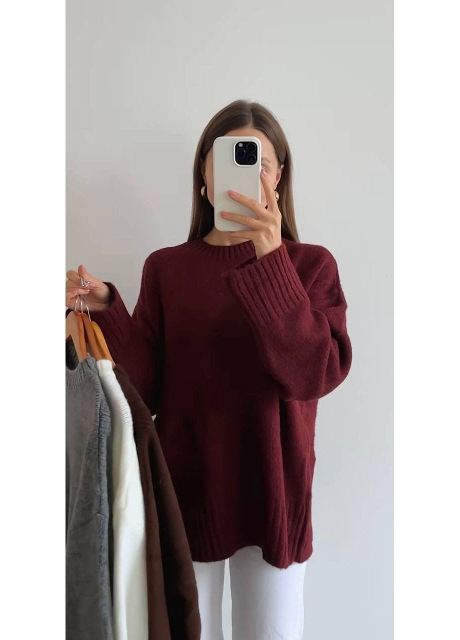 Бордовий демісезонний светр оверсайз — замір в описі GD/GL Модний простір