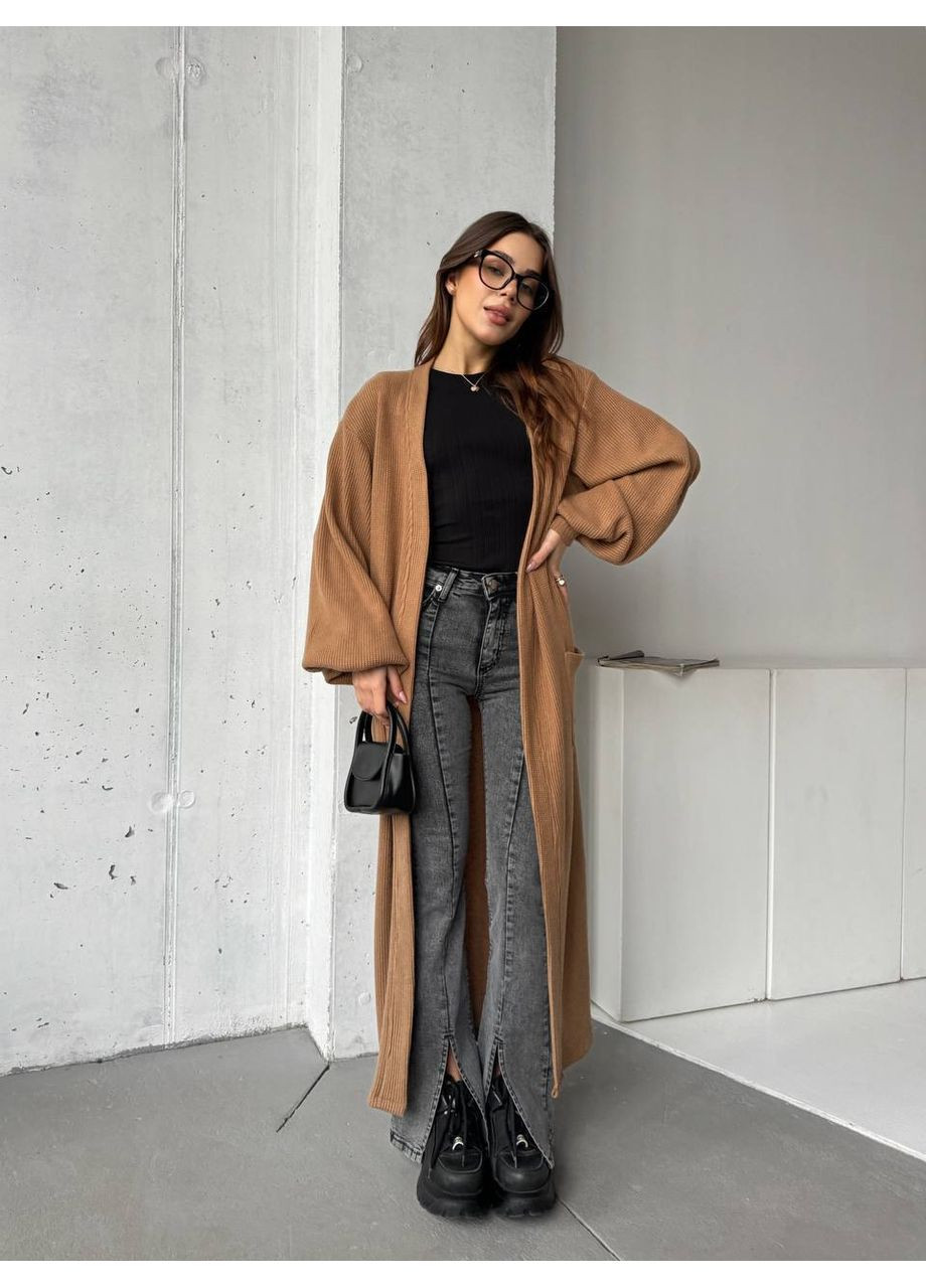 Светло-коричневый демисезонный кардиган MonCher