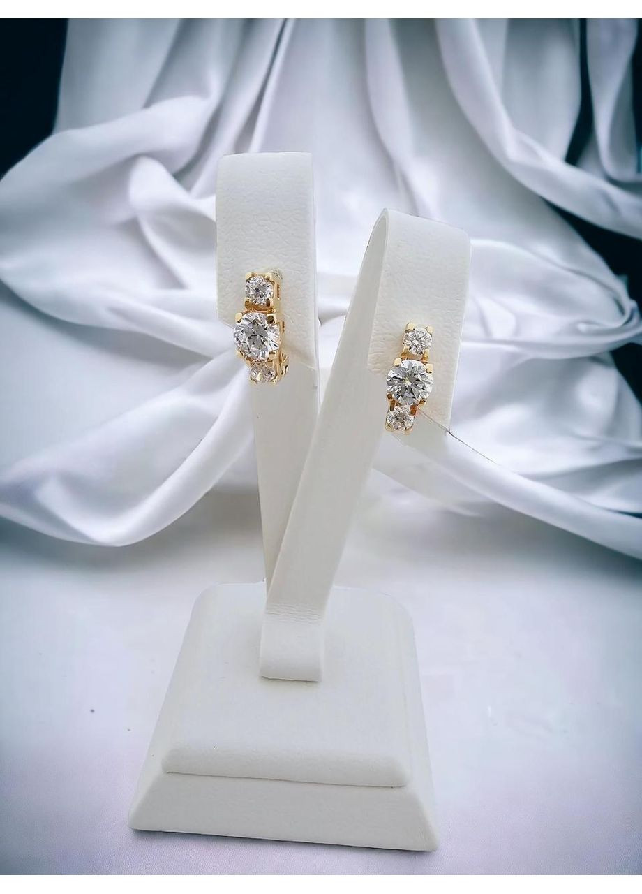 Золотые серьги с цирконием Столичная Ювелирная Фабрика 110108-1с Столична Ювелірна Фабрика (355795883)