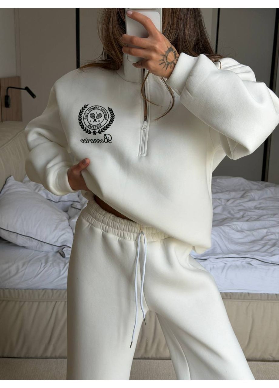 Стильный молочный костюм Тринитка на флисе Турция Україна (366671215)