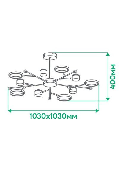 Светодиодная накладная люстра AL6121ARD STORIA 72Вт черный золото Ardero (365651196)