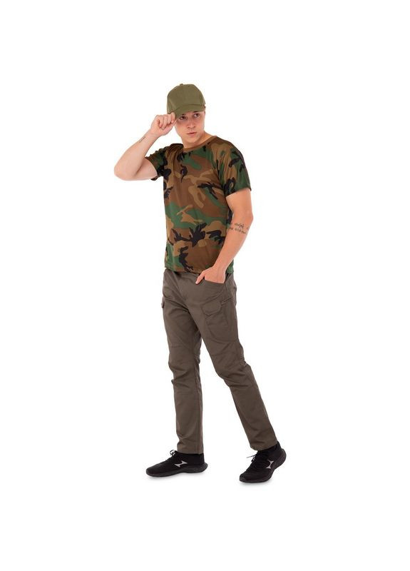 Комбінована футболка тактична ty-9184 камуфляж woodland, (06508240) FDSO