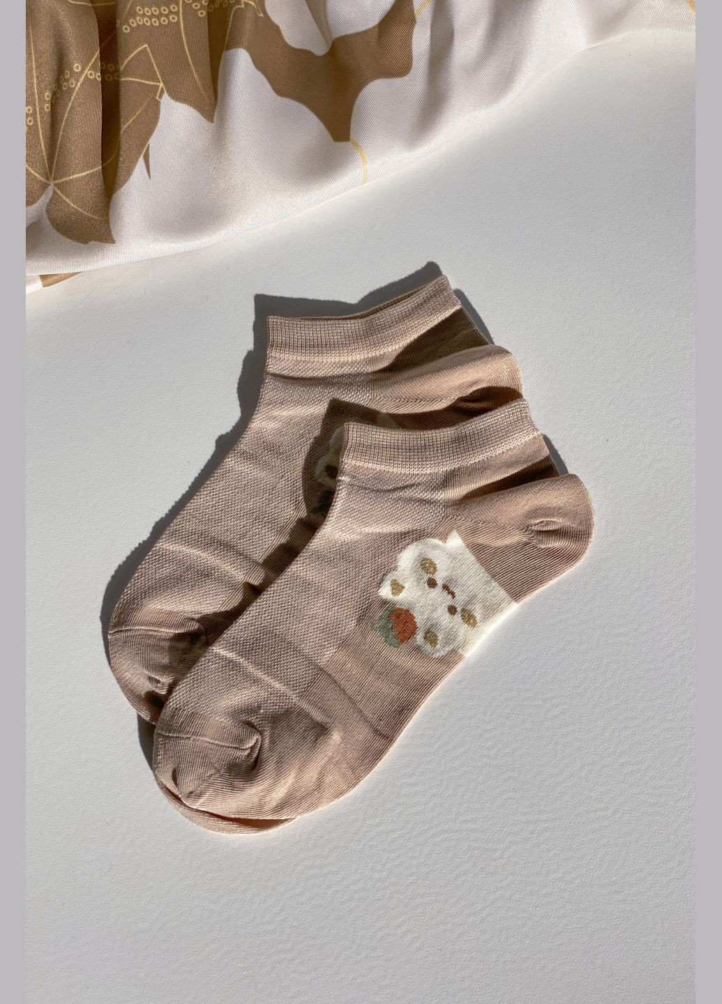 Бежевые носки короткие коттон сетка рисунок 36-41 CHICLY (345557425)