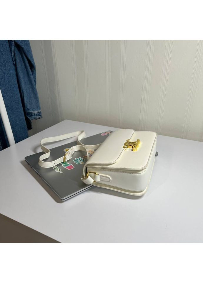 Класична жіноча сумка бокс білого кольору з якісної еко шкіри No Brand (362588176)