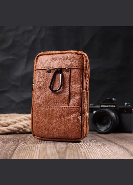 Сумка поясная на ремень мужская кожаная маленькая Рыжий 35081 Vintage (333299982)