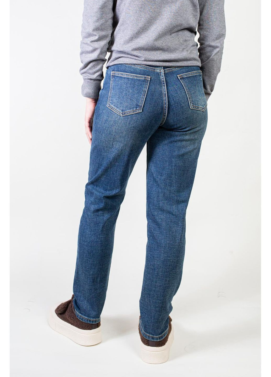 Жіночі джинси mom з утепленням байка сині KT.MOSS - (372201040)