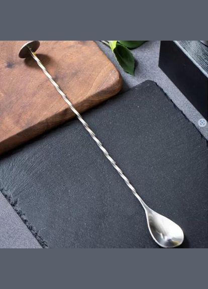 Набір барних коктейльних ложок з нержавіючої сталі 25,5 см 2 шт Сріблястий (С051370-2) ТМ (342122380)