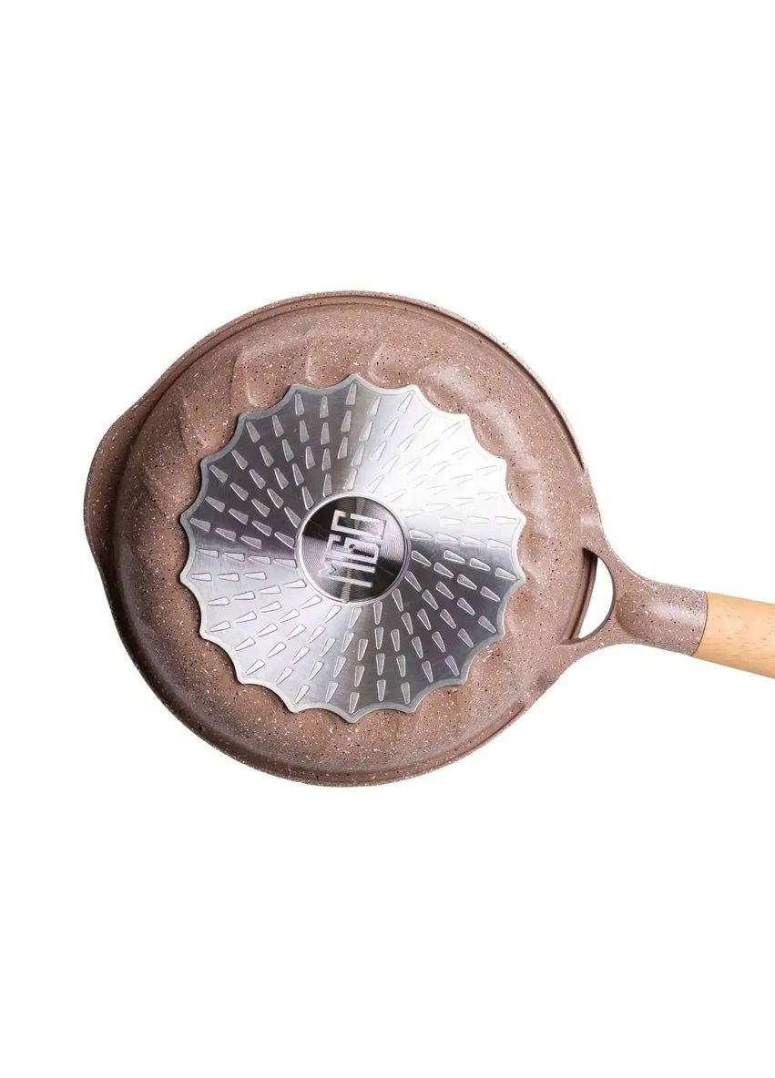 Алюмінієва сковорідка 1,4 л, мармурове антипригарне покриття, Ø 22 см, товсте дно, кавовий HP-4-417CO MGC (353505425)