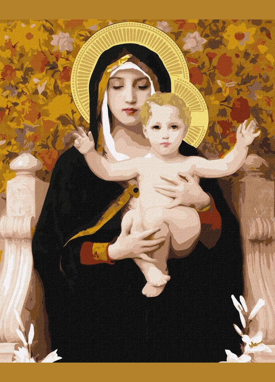 Картина по номерам религия 40х50 Картина по цифрам Мадонна с лилиями Уильям Бугро Картины по номерам репродукции KHO4905 Ідейка (362711847)