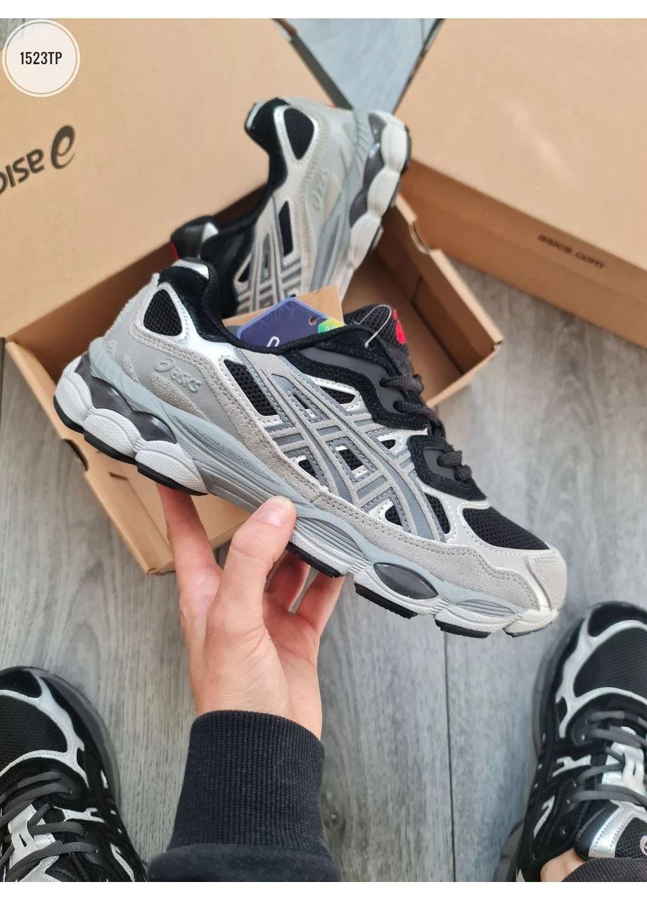 Черные летние кроссовки asics gel nyc silver black red асикс гель нюк No Brand