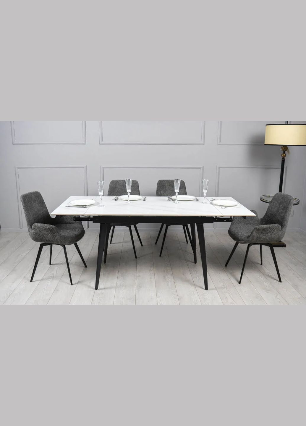 Стіл Клайд обідній розкладний 1200/1780х800х750 мат білі ноги Prestol (356683745)