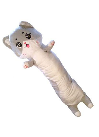 Мʼяка іграшка-обіймашка Кіт батон сірий 110 см МІС (354825087)