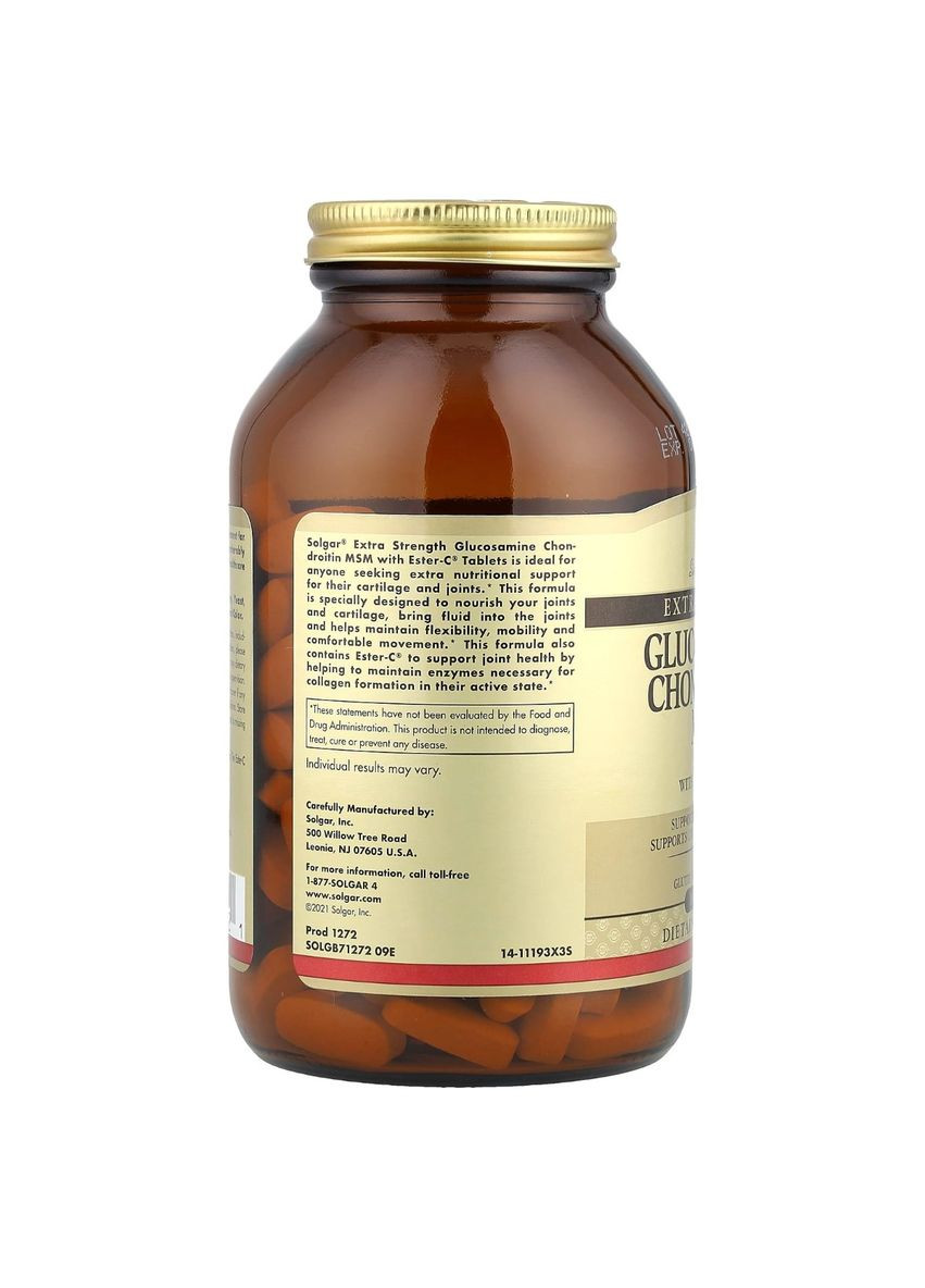 Глюкозамін Хондроітин МСМ с Ester-C,, 180 таблеток Solgar (326055136)