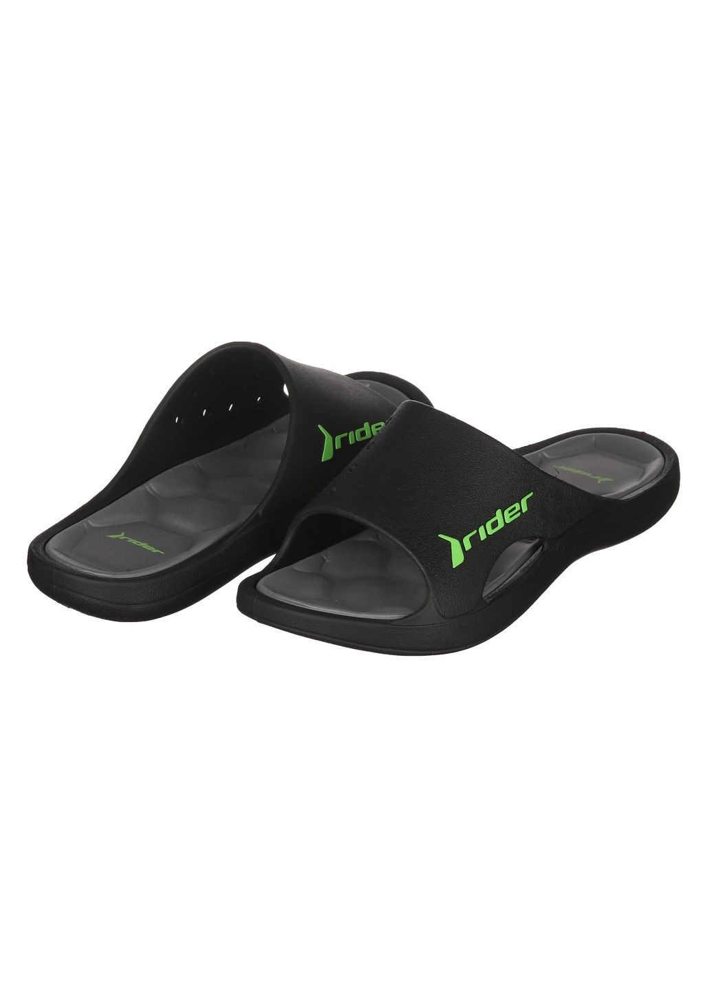 Черные повседневные шлепанцы из резины для мужчин Rider