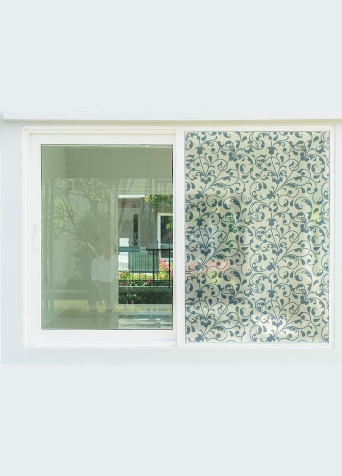 Солнцезащитная матовая пленка на окна и зеркала Цветы с листьями самоклейка на стекло 1 метр погонный Zatarga (324218723)