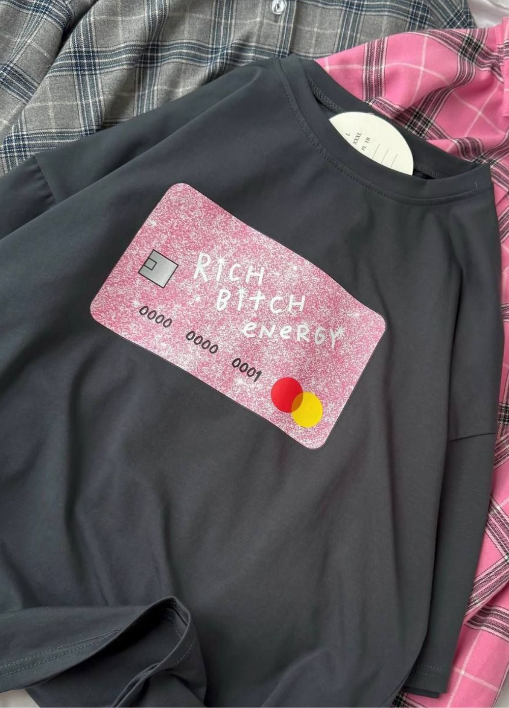 Базовая повседневная оверсайз футболка с принтом спереди Tik-Tak - (341736398)