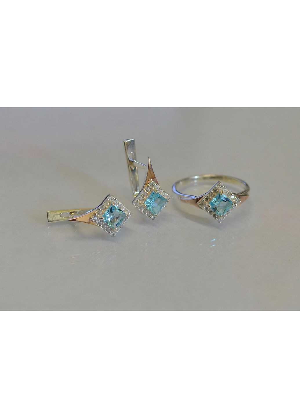 Срібний комплект з золотими вставками Silver Style (367268234)