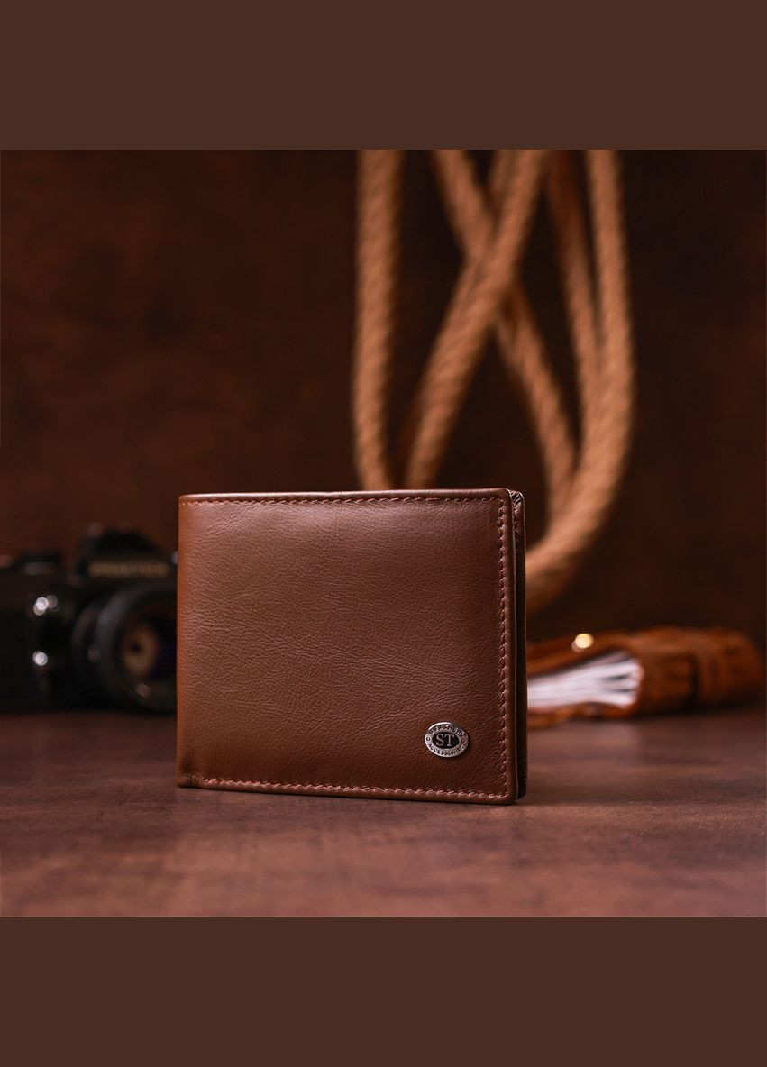 Чоловічий гаманець Шкіряний 18353 (ST-1) НОВИНКА Коричневий st leather (306881703)