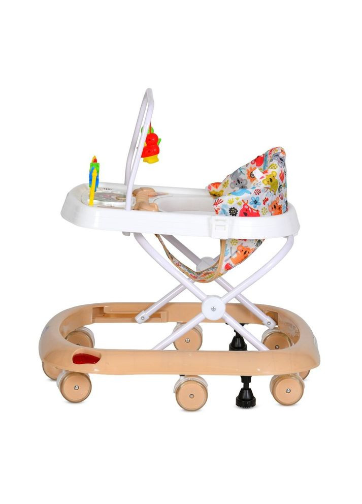 Детские ходунки Bambi с регулируемой высотой, дугой с подвесками, музыкой и светом, бежевые. Home (342059457)