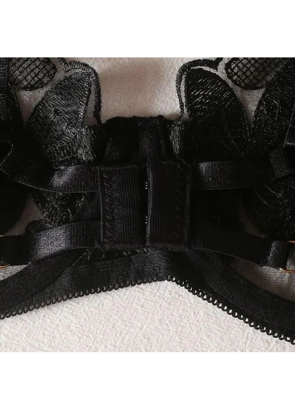 Чорний демісезонний мереживний вишуканий комплект нижньої білизни фея в сітку з квітковим принтом, жіночий набір No Brand нижньої білизни ФЕЯ чорний