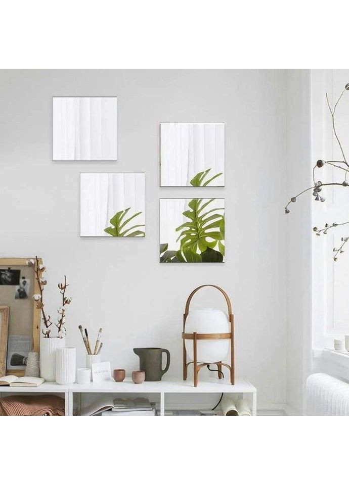 Дзеркальні акрилові наклейки інтер'єрні на самоклейній основі Квадрат 30х30 см 1 шт. Срібло Ваша Світлість (366334551)