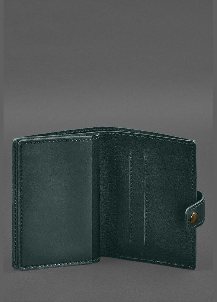Кожаная обложка-портмоне для военного билета офицера запаса (узкий документ) Зелёный (A-028335) BlankNote (328961642)