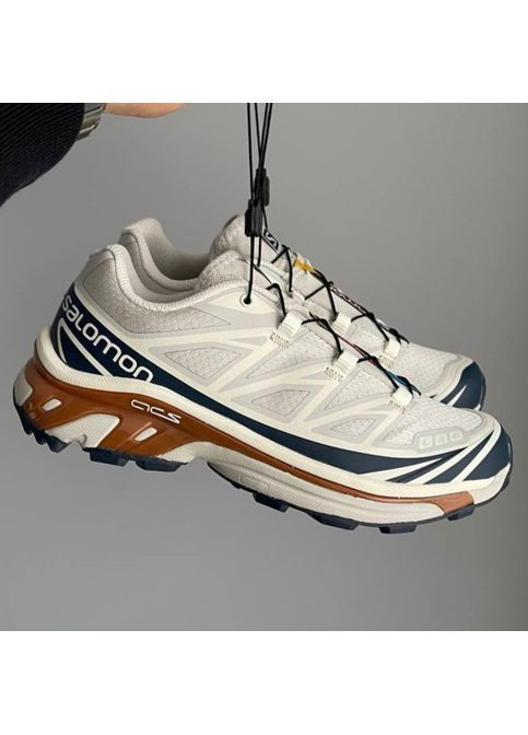 Белые демисезонные кроссовки мужские и женские Salomon XT-6 Soft Ground white | Саломон ХТ-6 Софт Граунд