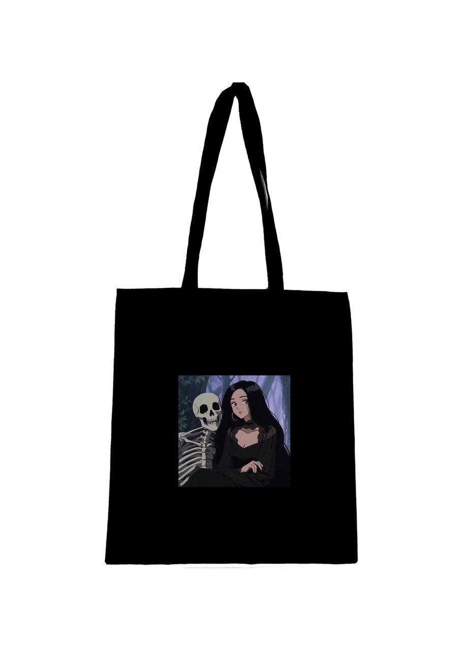 Эко сумка шопер с принтом картина "Скелет и девушка" Handmade (292713952)
