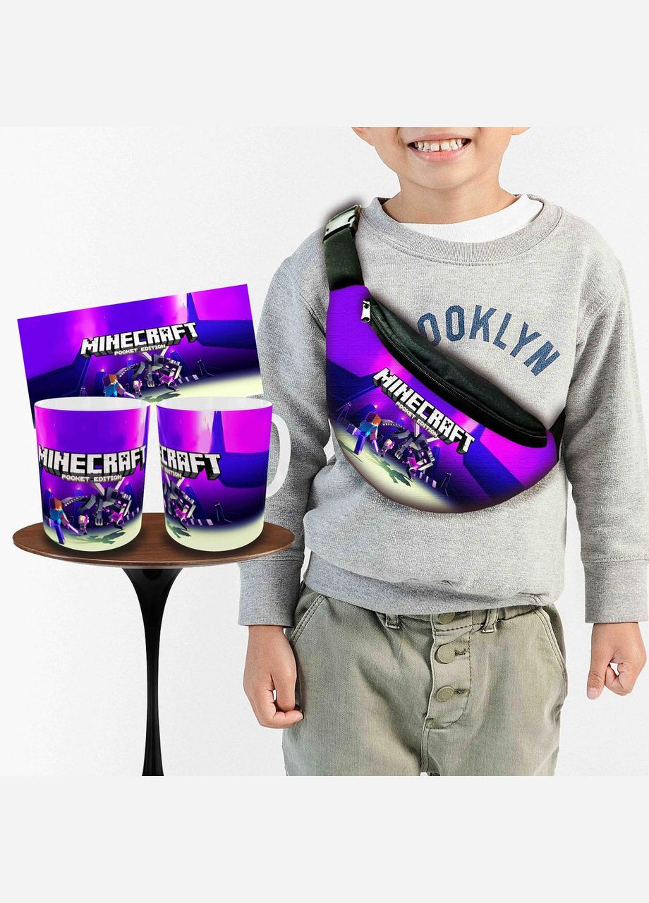Набор: детская сумка-бананка+кружка Майнкрафт «Minecraft» 32х15см, бананка для мальчика через плечо на подарок (0284) No Brand (319760261)
