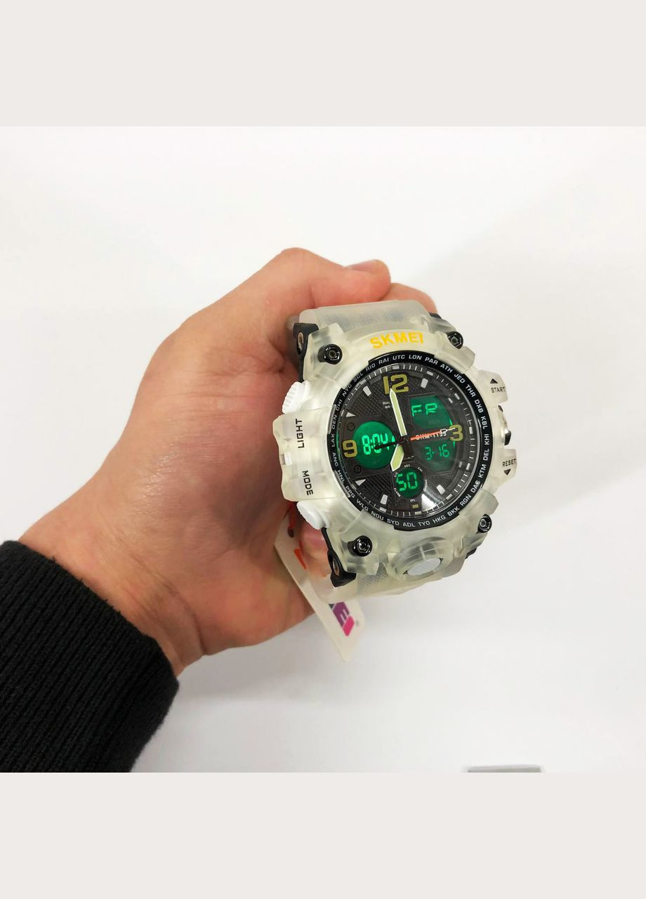 Годинник наручний чоловічий 1155BWT, наручний годинник для військових, фірмовий спортивний годинник. Колір: білий Skmei (364664235)