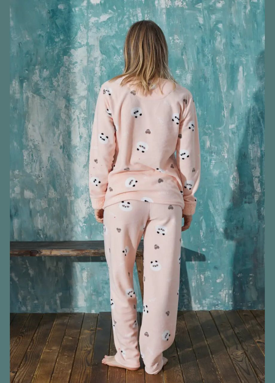 Персикова зимня теплий махровий костюм двійка від турецького виробника mihra