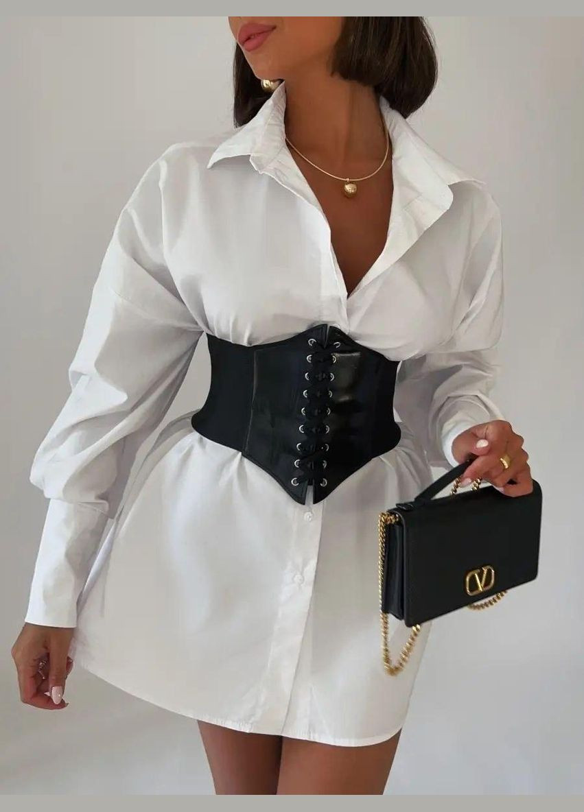 Корсет декоративный с легким утяжелением на липучке декоративная шнуровка черный No Brand Топ декоративний (324625738)