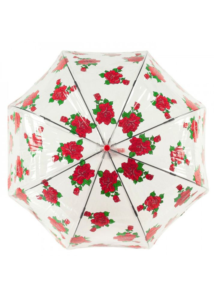 Комбинированный зонтик женский с красными розами l042 birdcage-2 tattoo rose (тату из роз) Fulton (303400966)