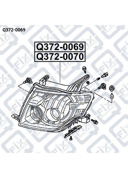 Фара передняя правая Q372-0069, Mitsubishi Pajero IV 2006- OEM 8301A846 Q-FIX (360530236)