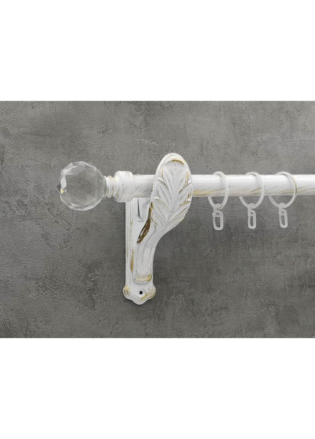 Карниз Люмієра гладка штанга одинарний ретро 25 мм 200 см Біле золото Quadrum (352781199)