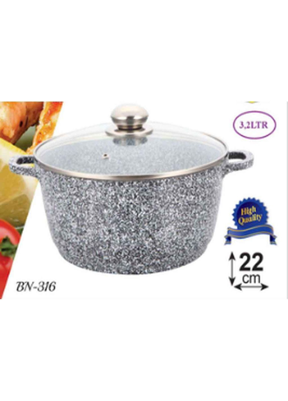 Кастрюля 3,2л гранитное покрытие, стеклянная крышка BN-316 Benson (368766554)